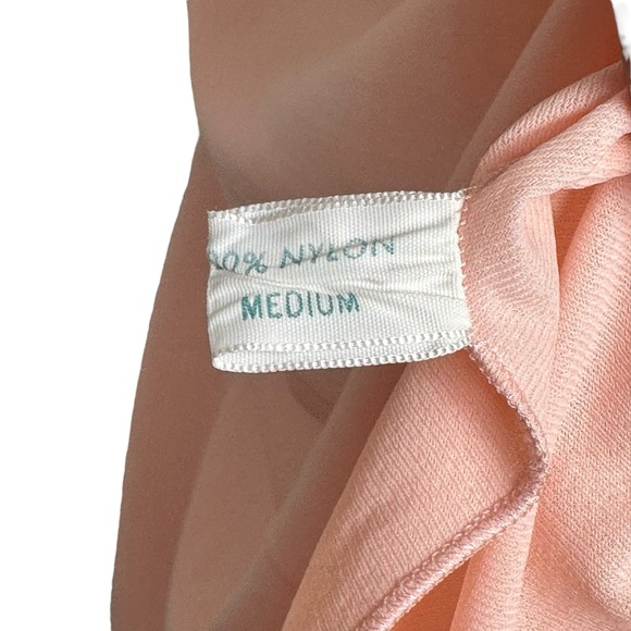 1960s Kayser Nylon Sleep Top Lingerie Lace Baby Pink Vintage Lounge Nightgown - Picture 13 of 15